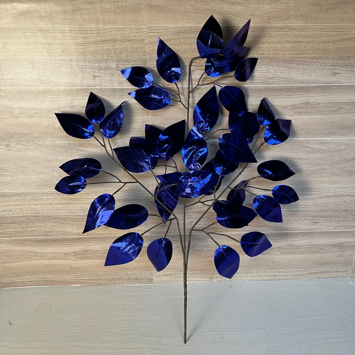 Royal Blue Metallic Ficus Stems (Sold by set of 3 Stems)