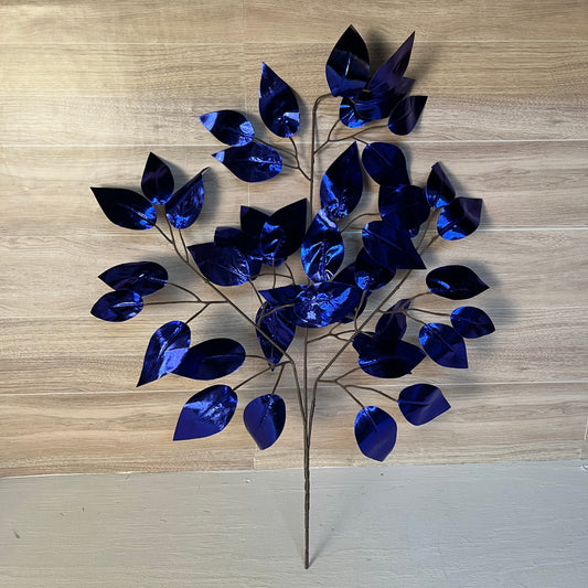 Royal Blue Metallic Ficus Stems (Sold by set of 3 Stems)
