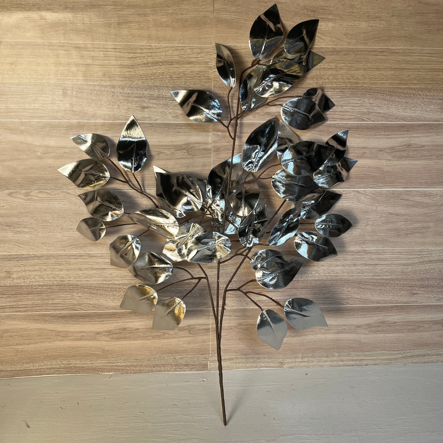 Metallic Silver Ficus Stems (Sold by set of 3 Stems)