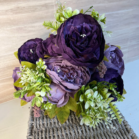 Lavender & Purple Passionate Peony W/ Foliage Bush (13stem)