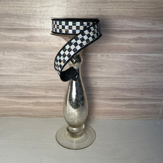 1.5"X10YD Black & White Checkered Ribbon