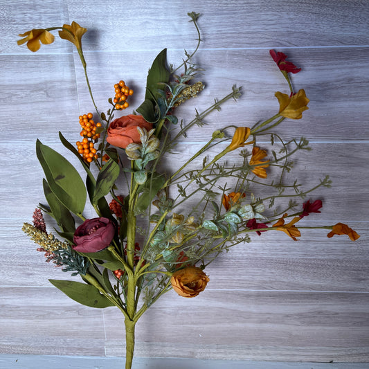 Mixed Fall Burgundy & Rust W/ mini ranunculus Bush