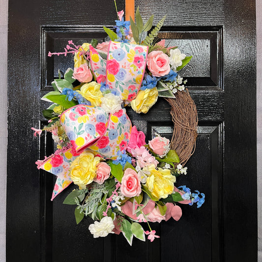 14" Spring Floral Grapevine Wreath