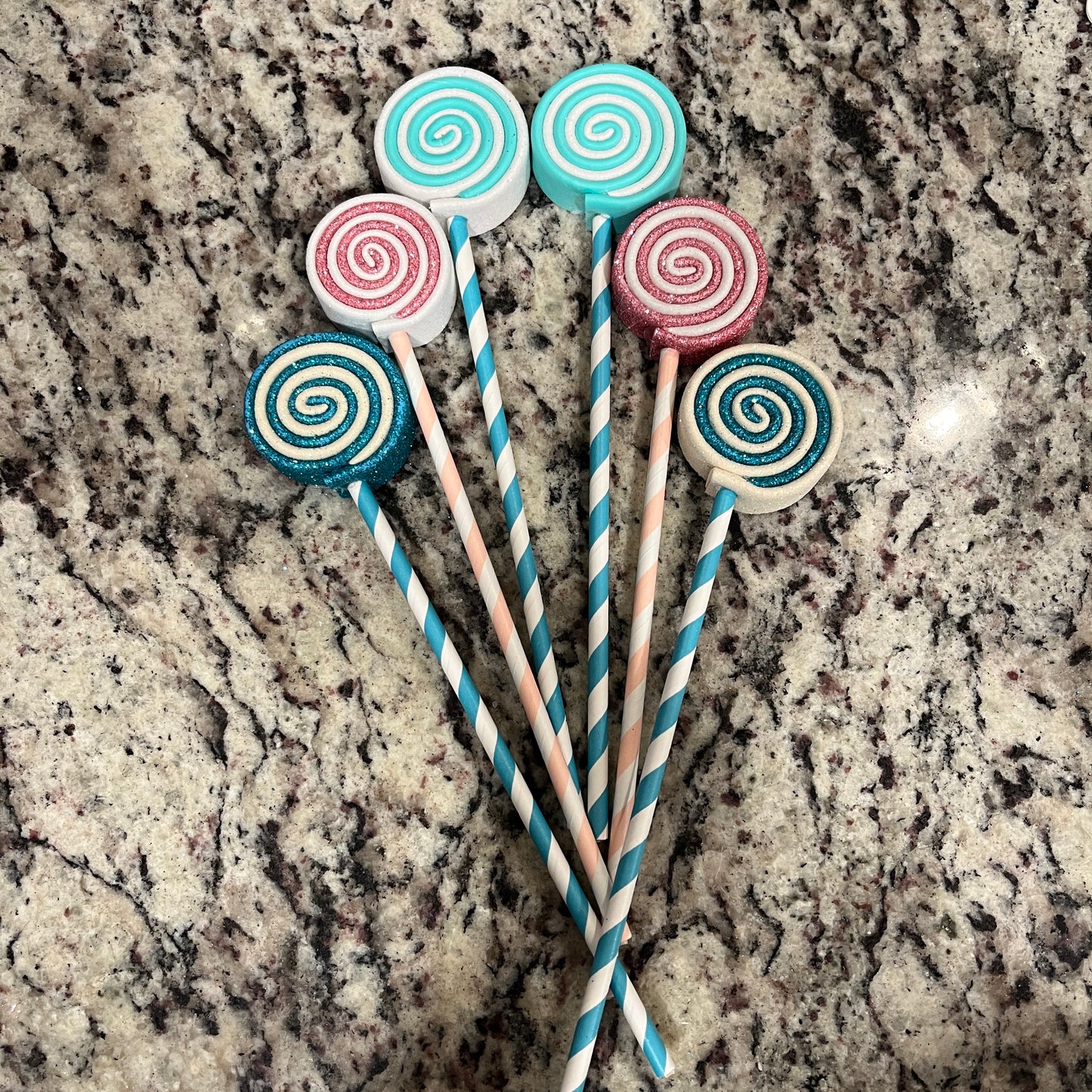 Pastel Colored MINI Foam Lollipops (6)