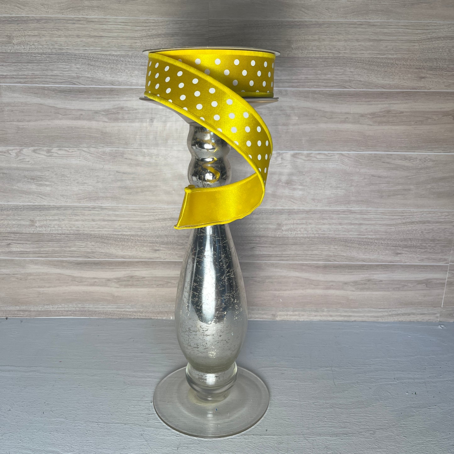 1.5" Yellow w/White Polka Dots Ribbon