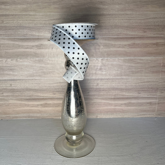 1.5" White w/Black Polka Dots Ribbon