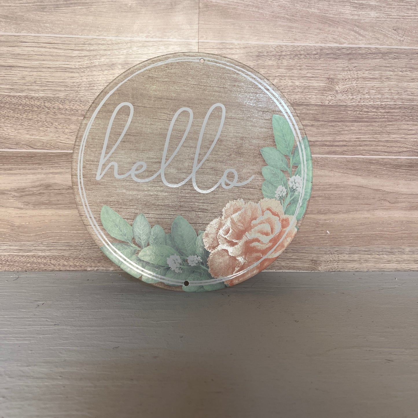 8" Hello Pastel and Lambs Ear Sign