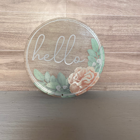 8" Hello Pastel and Lambs Ear Sign