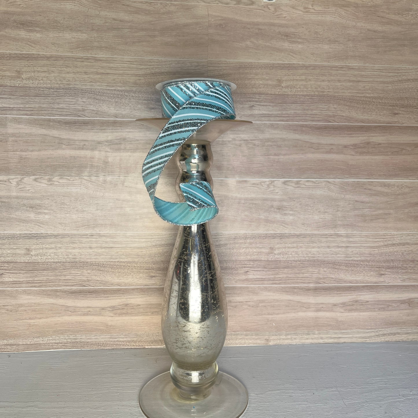 1.5"X10YD Ice Blue, White & Silver Glitter ribbon