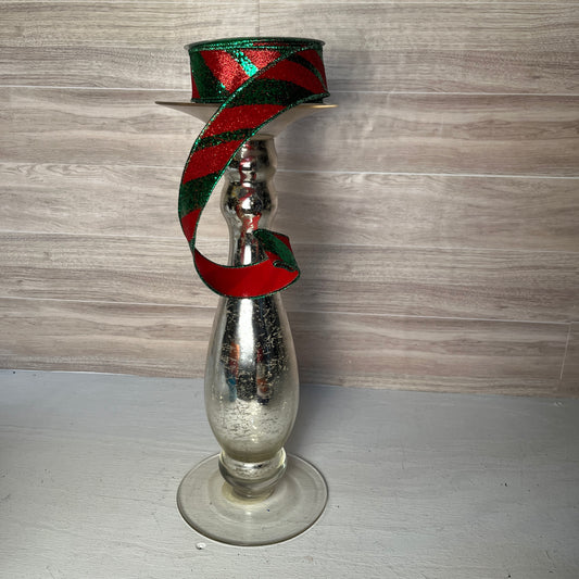 1.5"X10YD Red & Green Glitter ribbon