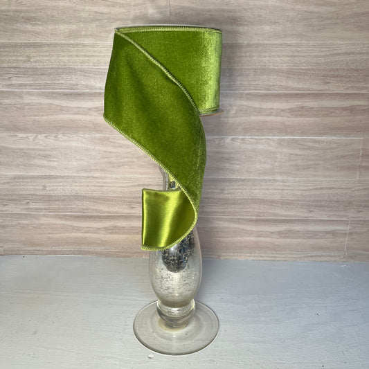 4"X10YD Moss Green Velvet with Satin Back