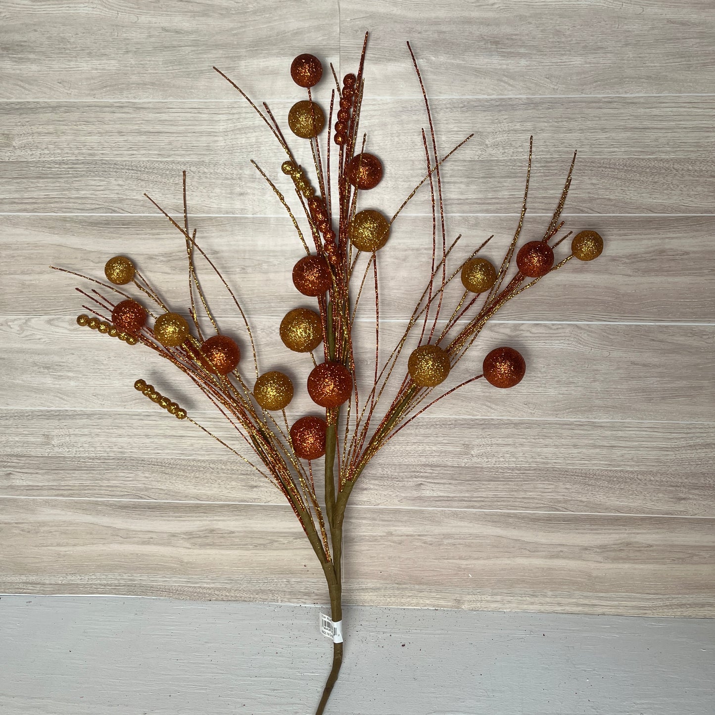 35" L Ball/Monofilament Bead Spike Spray - Copper/ Dark Gold