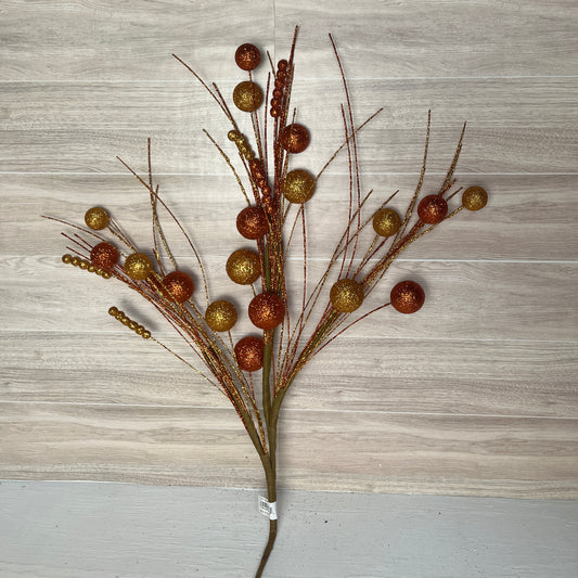 35" L Ball/Monofilament Bead Spike Spray - Copper/ Dark Gold