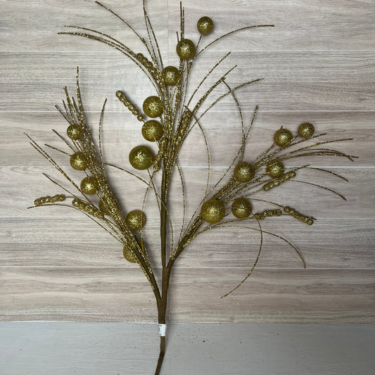 35" L Ball/Monofilament Bead Spike Spray - Gold