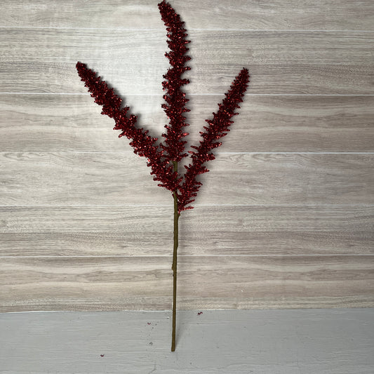 Red Sparkling Tinsel Spike Spray