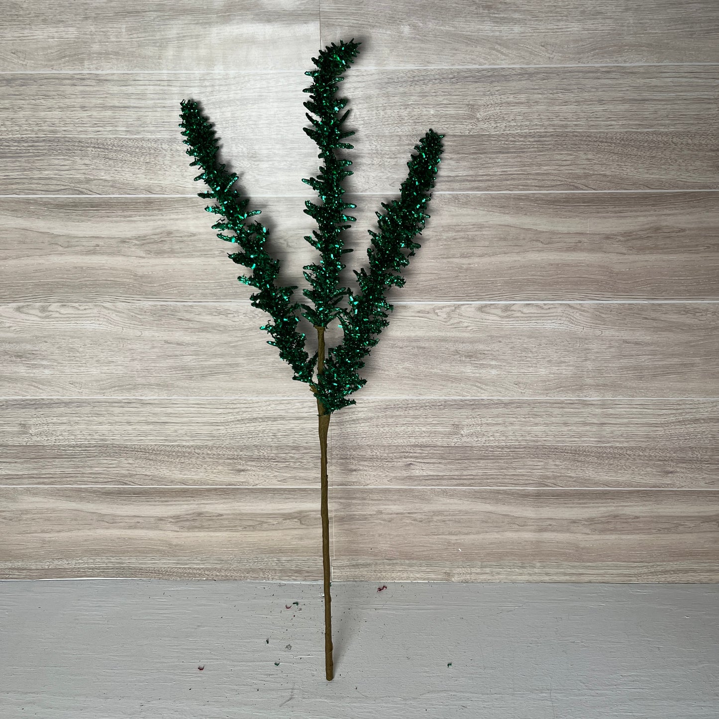 Green Sparkling Tinsel Spike Spray