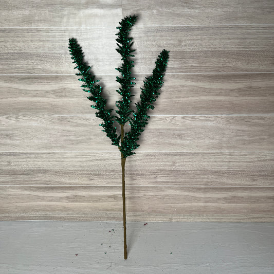 Green Sparkling Tinsel Spike Spray