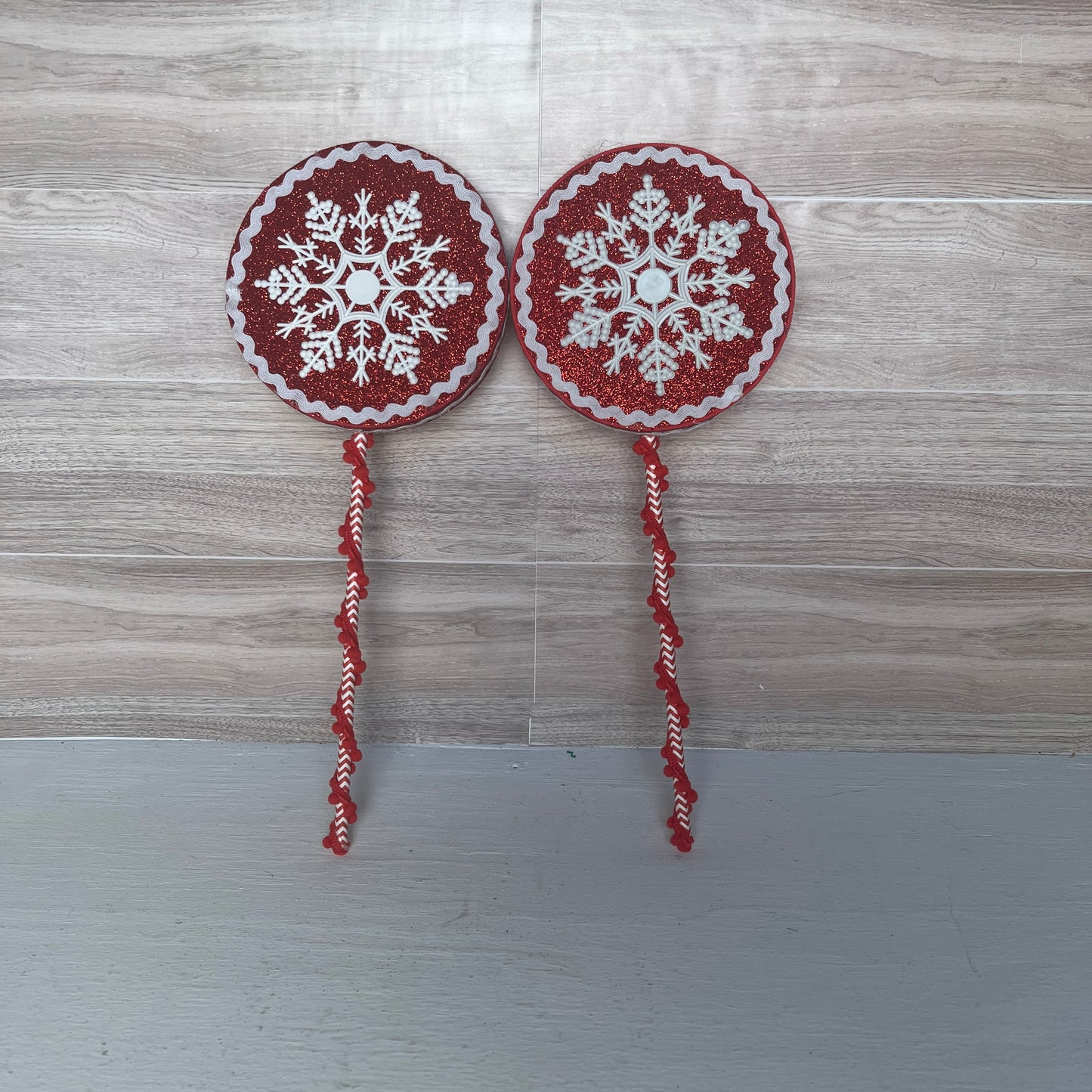 Peppermint, Snowflake with Ric Rac trim Foam Lollipops (2) (Copy)