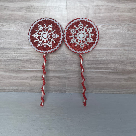 Peppermint, Snowflake with Ric Rac trim Foam Lollipops (2) (Copy)