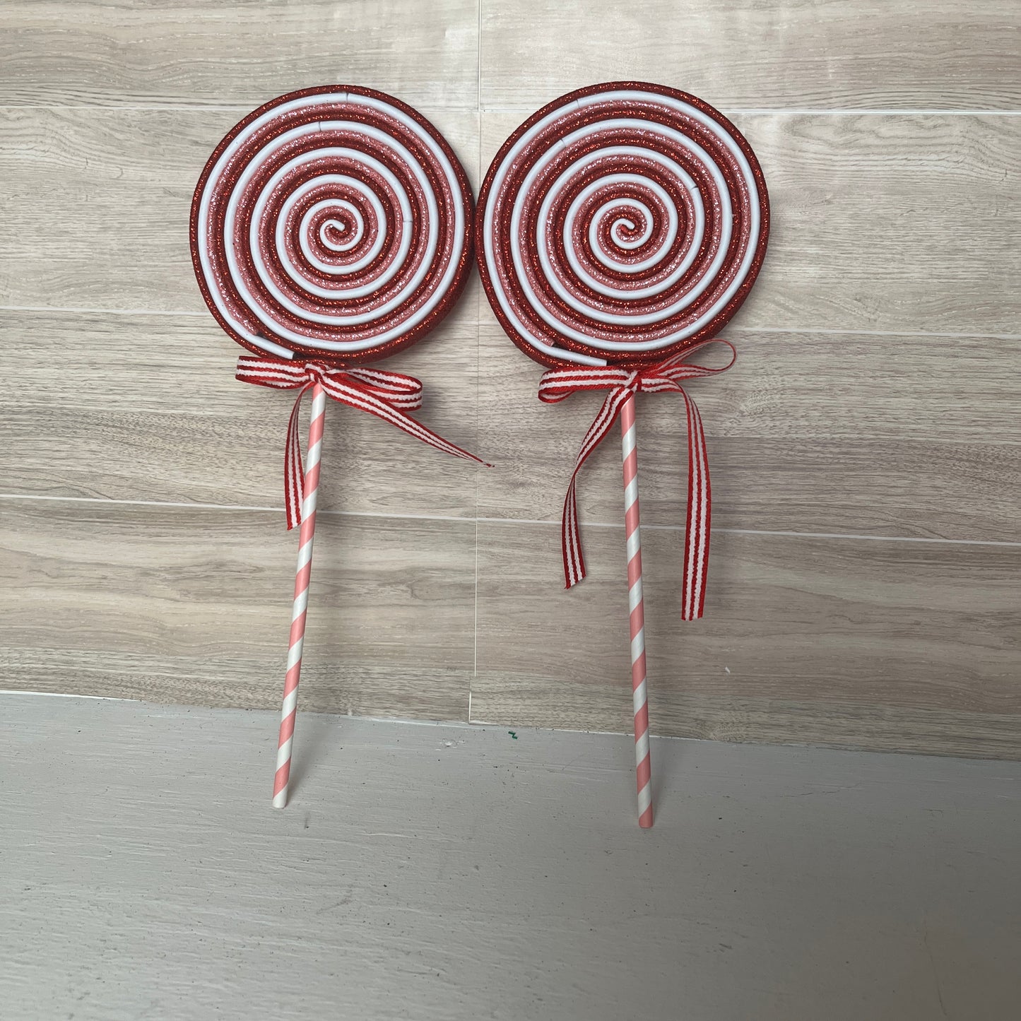 Red, Pink, White Foam Lollipops (2)