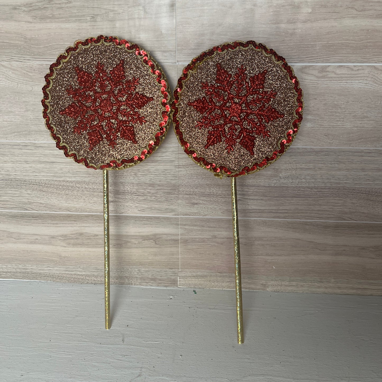 Gingerbread Brown, Snowflake with trim Foam Lollipops (2)