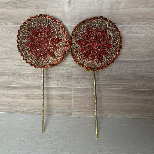 Gingerbread Brown, Snowflake with trim Foam Lollipops (2)