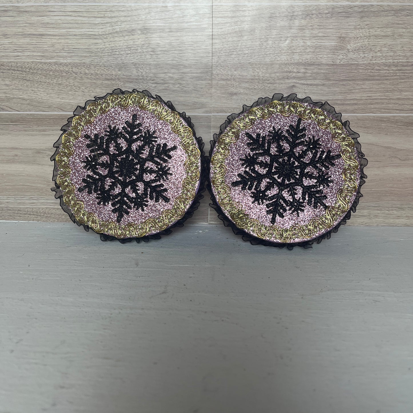 Goth Mauve, Snowflake with Gold trim Foam Lollipops (2)
