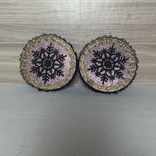 Goth Mauve, Snowflake with Gold trim Foam Lollipops (2)