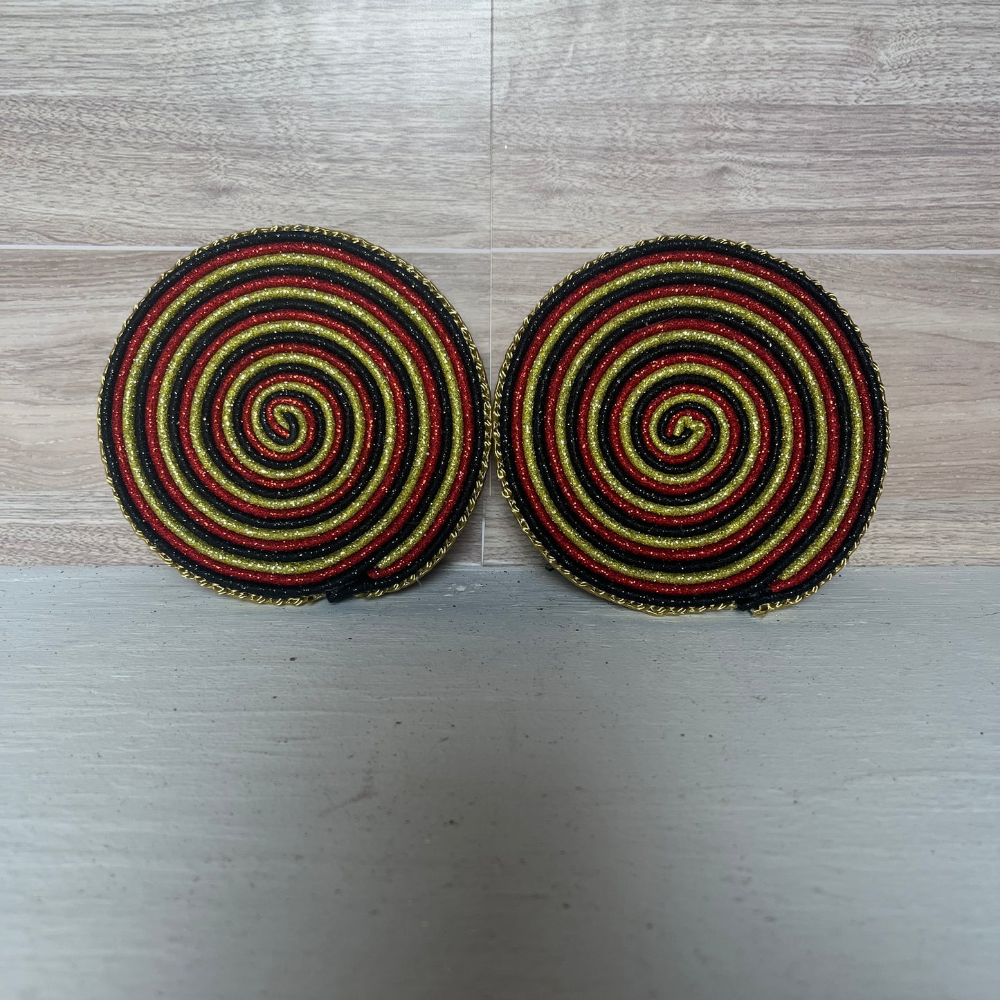 Gold, Black, Red Faux Handmade Lollipops (2)