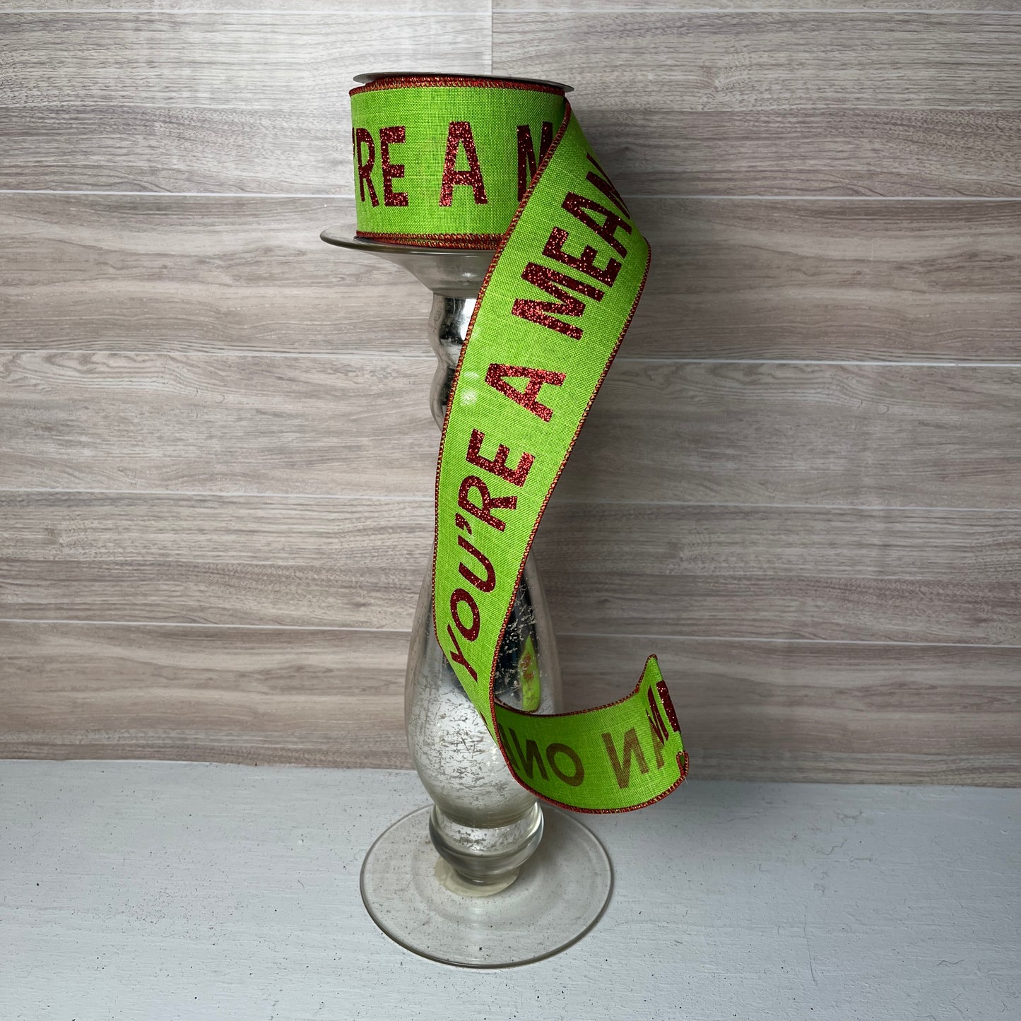 2.5" x 10yd You're A Mean One/Royal Lime Red