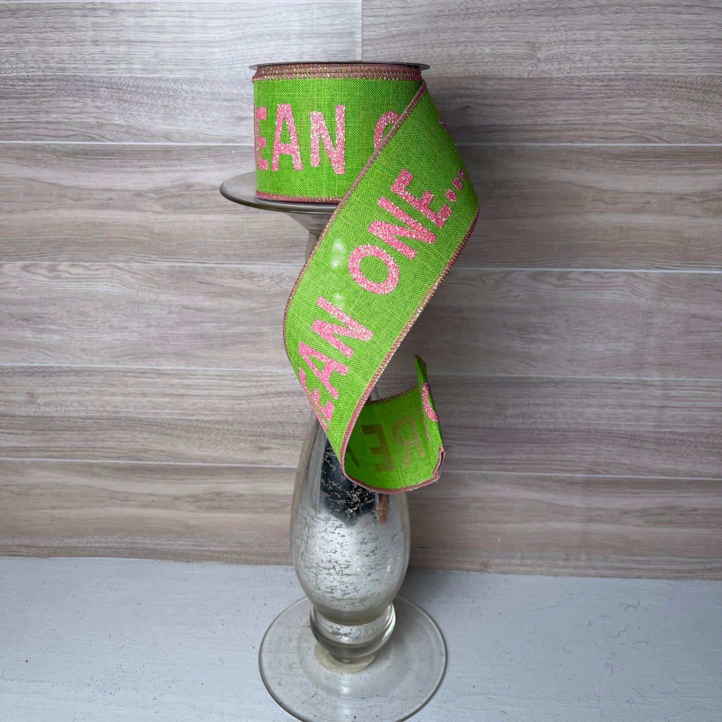 2.5" x 10yd You're A Mean One Lime Green Pink