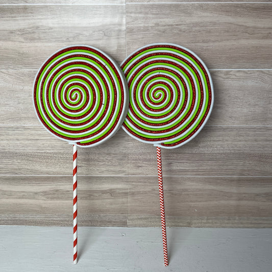 XL Lime Green, Red, White Lollipops With stick (2)