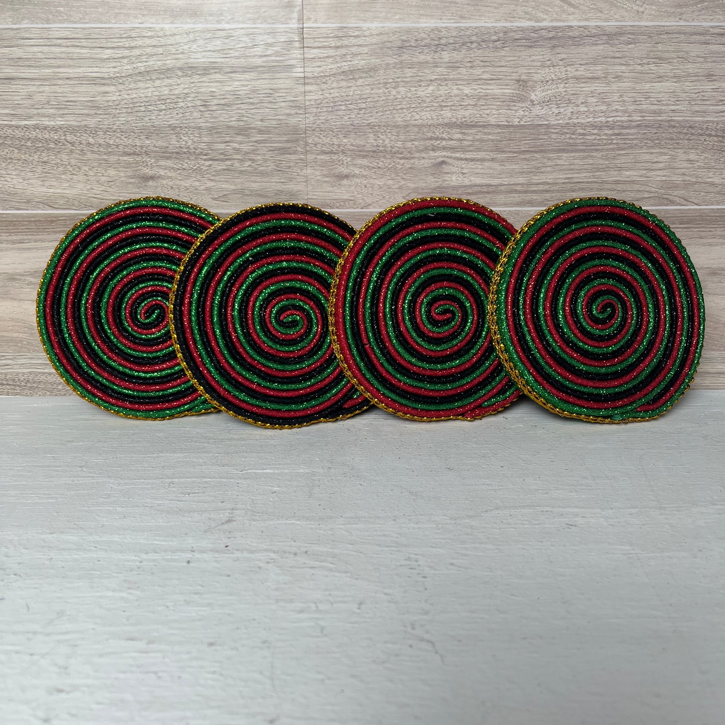 Red, Gold, Black, Green Faux Handmade Lollipops - SET 4