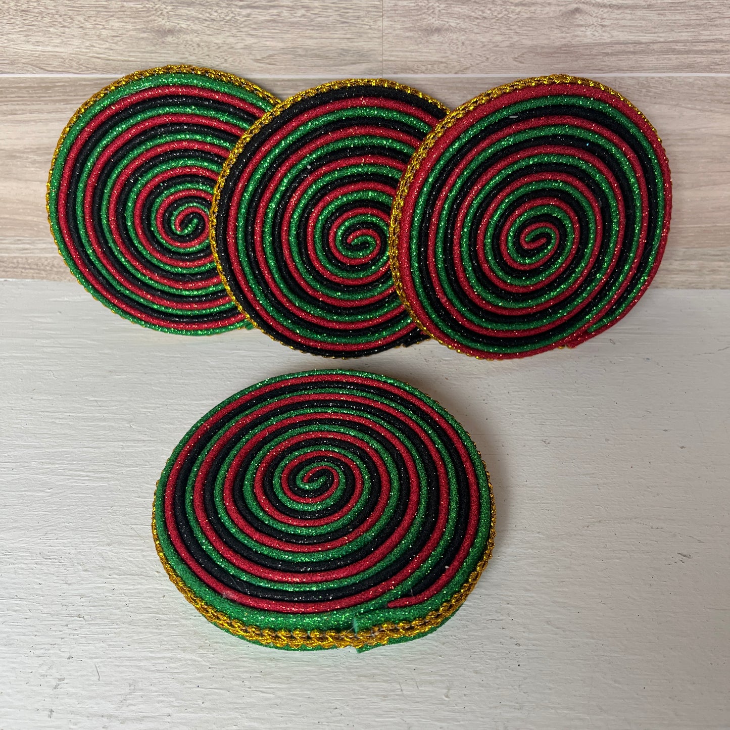 Red, Gold, Black, Green Faux Handmade Lollipops - SET 4