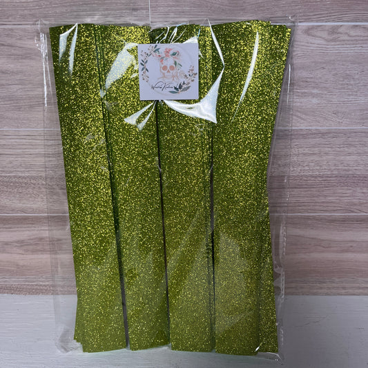 Pre-Cut Self Adhesive Glitter Foam Strips (25) Lime Green