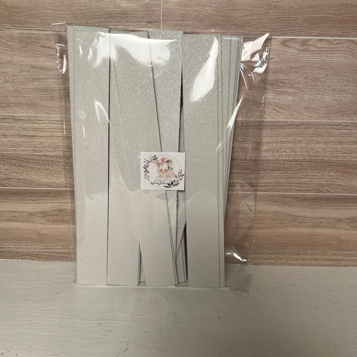 Pre-Cut Self Adhesive Glitter Foam Strips (25) White
