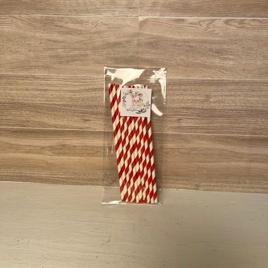Paper Straws (10 pack) Red and white