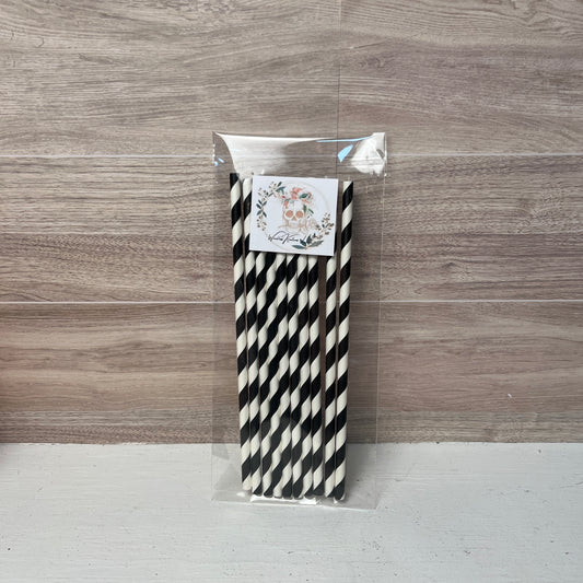 Paper Straws (10 pack) Black and White