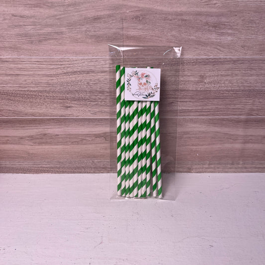 Paper Straws (10 pack) Green and white