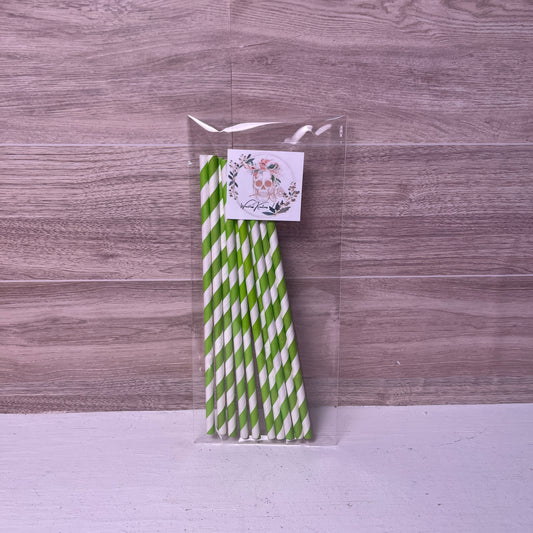 Paper Straws (10 pack) Lime Green and white