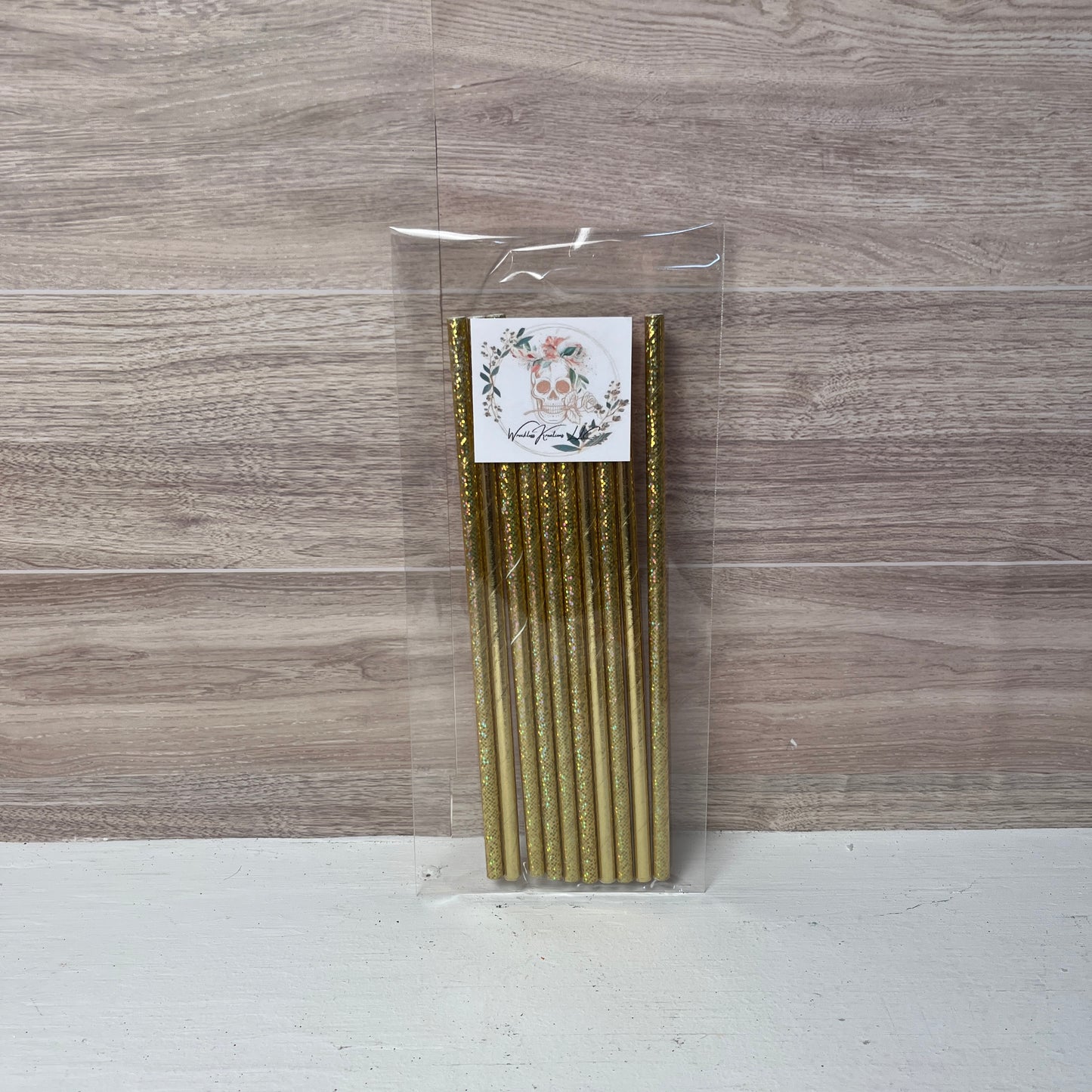 Paper Straws (10 pack) Glitter Gold Metallic