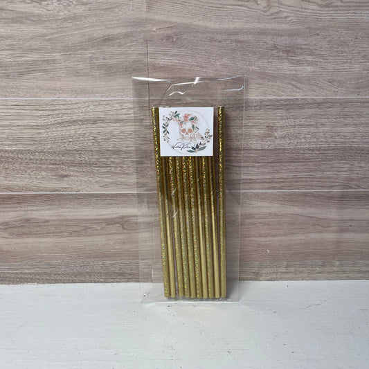 Paper Straws (10 pack) Glitter Gold Metallic