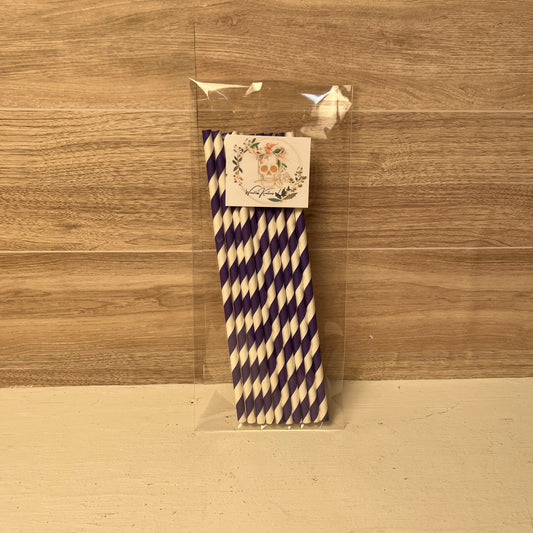 Paper Straws (10 pack) Purple and White
