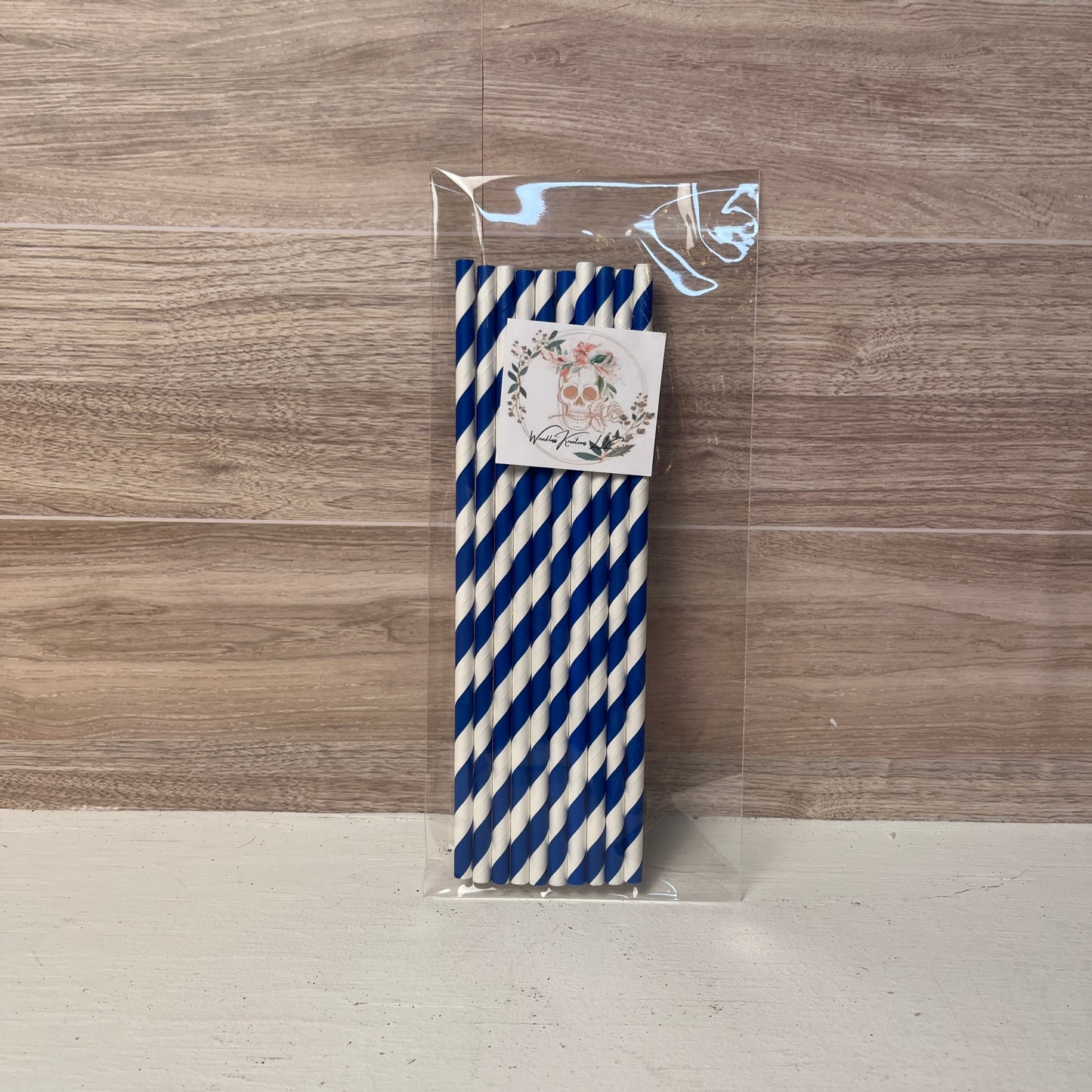 Paper Straws (10 pack) Royal Blue and White
