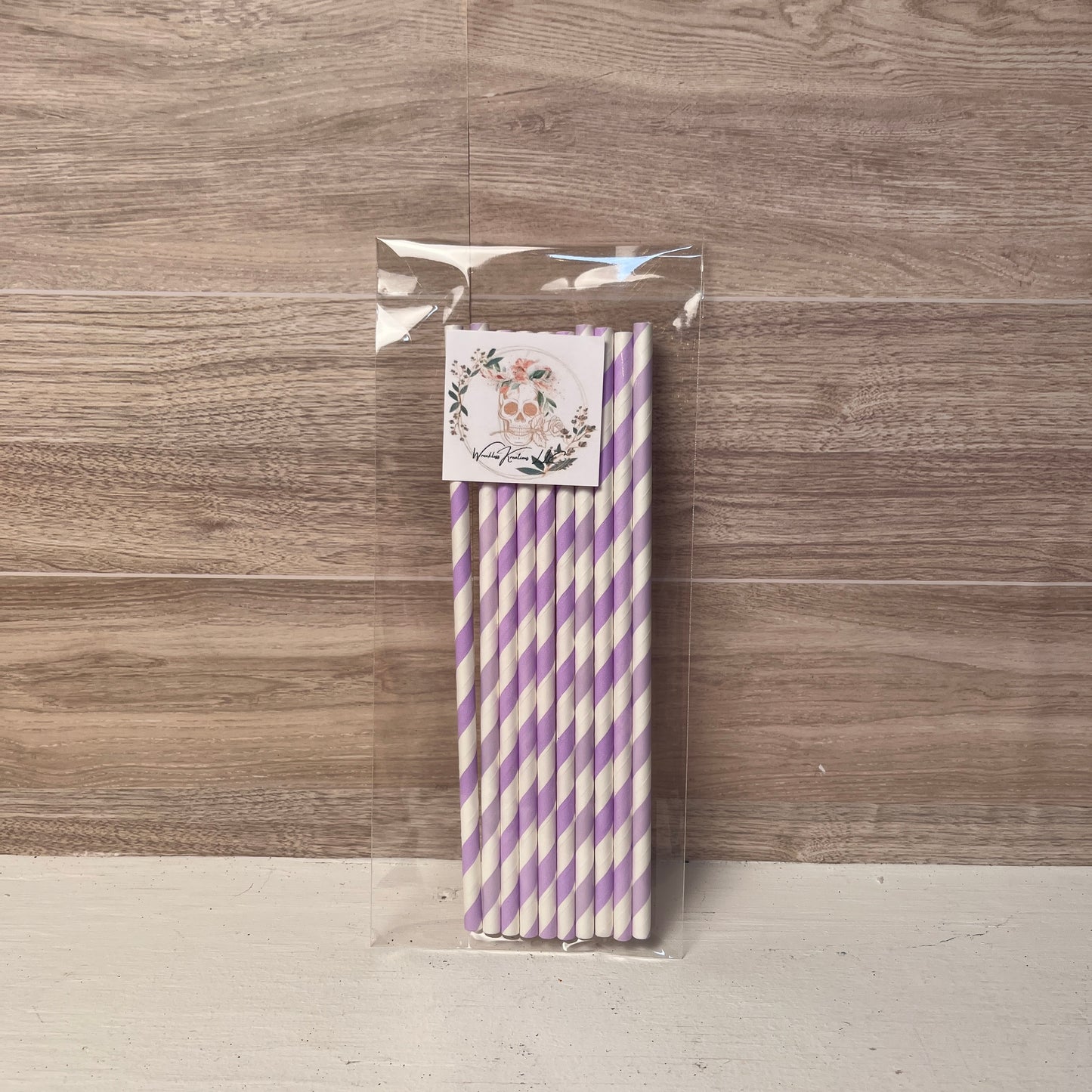 Paper Straws (10 pack) Lavender and White