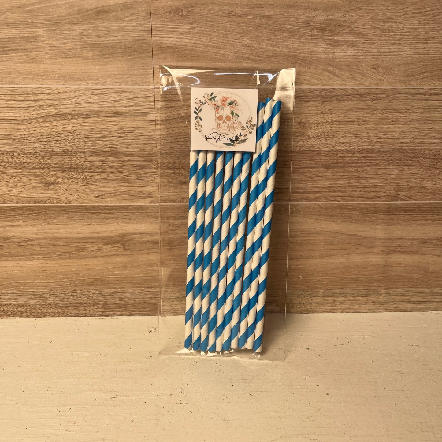 Paper Straws (10 pack) Teal and White