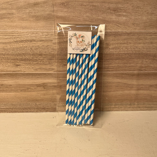 Paper Straws (10 pack) Teal and White