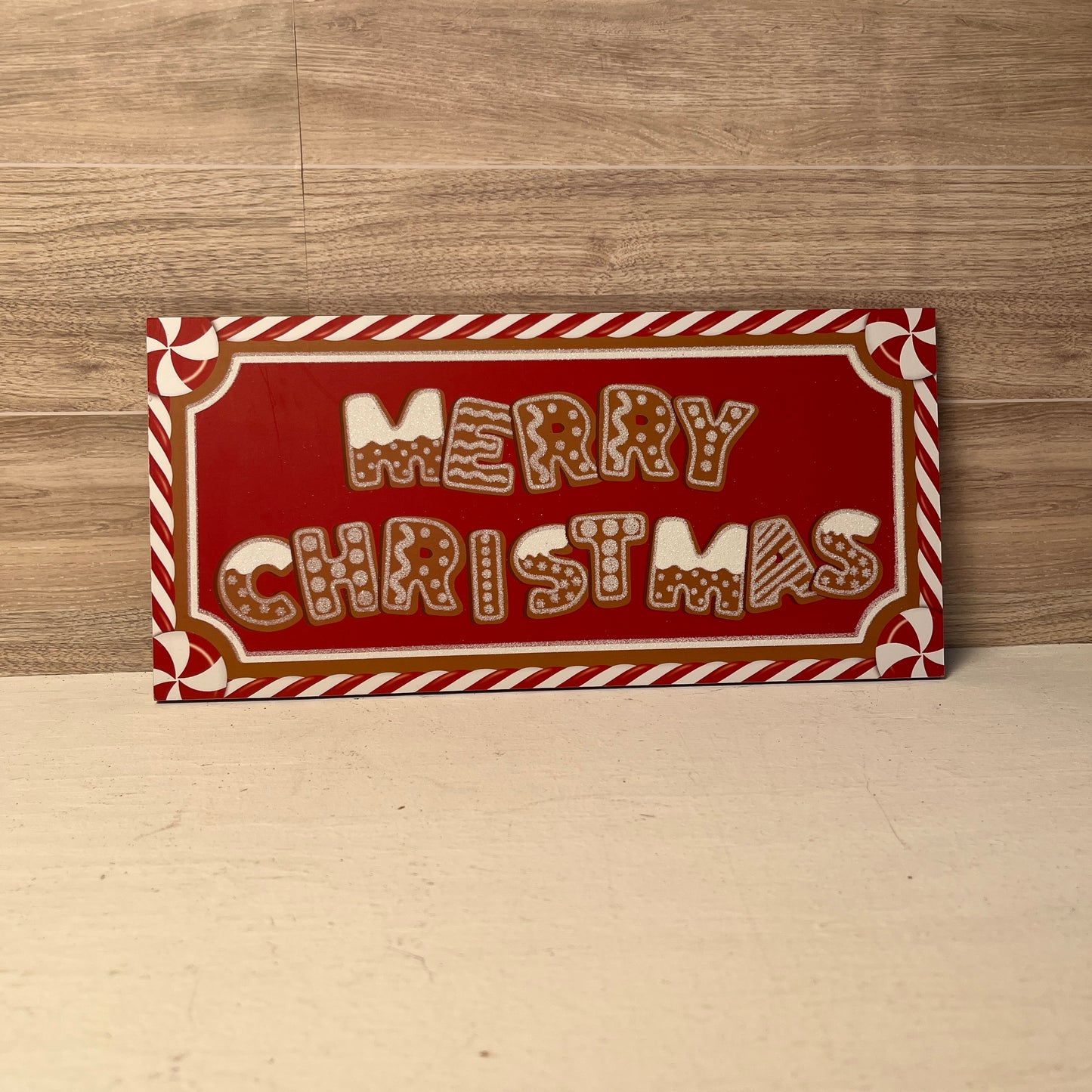 Merry Christmas Gingerbread Wooden wreath sign