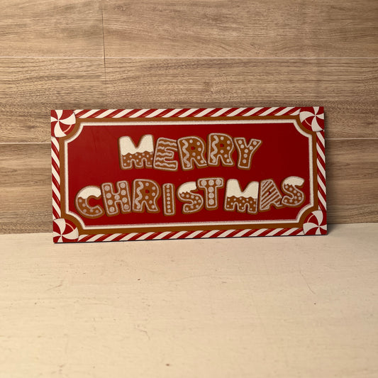 Merry Christmas Gingerbread Wooden wreath sign
