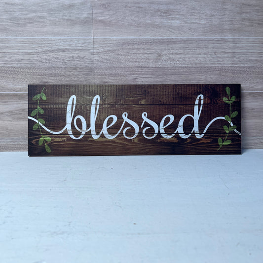 Blessed Wooden wreath sign